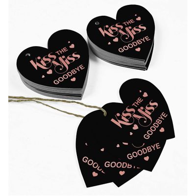 Etiquetas de Papel Metalizado 'Dê Um Beijo na Solteirice' para Lembrancinhas de Chá de Noiva - Inkdotpot 50 Etiquetas Metalizadas / Preto - Ouro Rosé