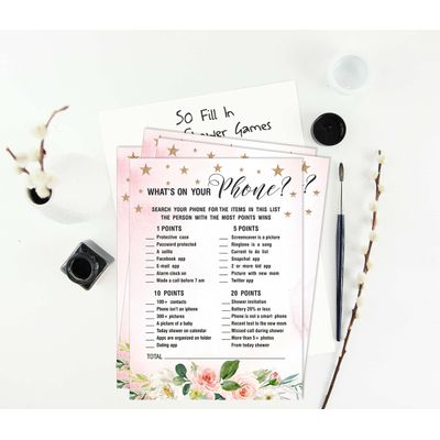 Conjunto com 50 Cartões Alfabeto ABC para Chá de Bebê Floral Revelação de Gênero É um Menino É uma Menina Suprimentos para Festa - Inkdotpot 12,7 Cm × 17,78 Cm / Branco - O Que Tem no Seu Celular