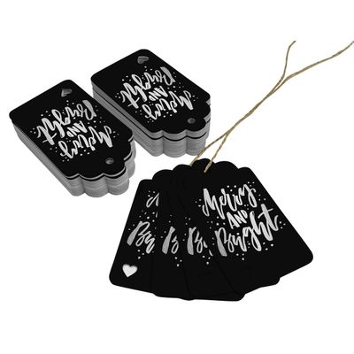 Etiquetas de Papel 'Merry and Bright' para Lembrancinhas de Natal com Foil para Pendurar - Inkdotpot 50 Etiquetas Metalizadas / Preto - Prata