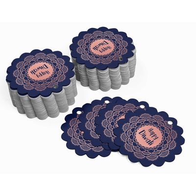 Etiquetas para Lembrancinhas de Papel Metalizado Feliz Diwali - Inkdotpot 50 Etiquetas Metalizadas / Azul - Ouro Rosé