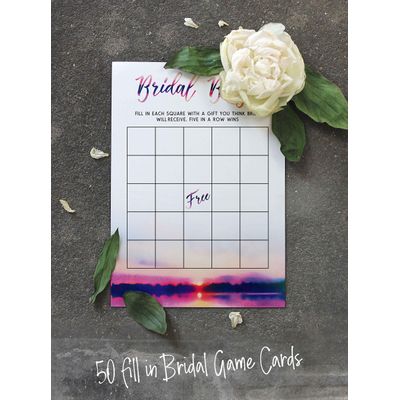 50 Cartões Quadrados em Branco para Preencher Ideias de Presentes para Chá de Noiva/Despedida de Solteira a Granel Tema Natureza - Inkdotpot 12,7 Cm × 17,78 Cm / Branco - Bingo da Noiva