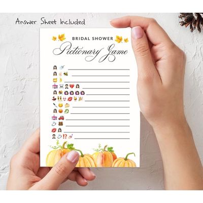 Cartões "Pumpkin Fall In Love" Quadrados em Branco para Preencher, 50 Unidades para Chá de Noiva/Despedida de Solteira - Inkdotpot 12,7 Cm × 17,78 Cm / Branco - Conjunto de Jogos