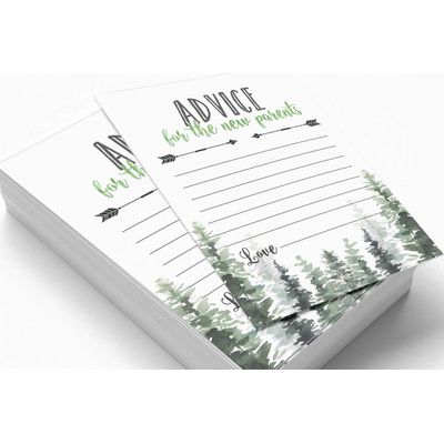 50 Cartões ABC do Alfabeto para Chá de Bebê, Tema Folhagens, Suprimentos para Festa Maior Aventura - Inkdotpot 12,7 Cm × 17,78 Cm / Branco - Cartão de Conselho