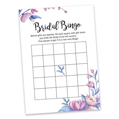 50 Cartões de Jogo Florais Quadrados em Branco para Preencher Ideias de Presentes para Chá de Noiva e Despedida de Solteira - Inkdotpot 12,7 Cm × 17,78 Cm / Branco - Bingo da Noiva