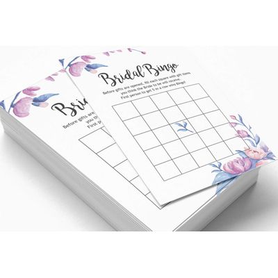 50 Cartões de Jogo Florais Quadrados em Branco para Preencher Ideias de Presentes para Chá de Noiva e Despedida de Solteira - Inkdotpot 12,7 Cm × 17,78 Cm / Branco - Bingo da Noiva