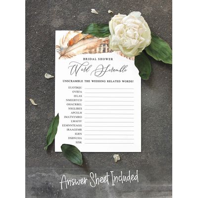 Lote de Cartões Quadrados em Branco para Preencher Ideias de Presente - Chá de Noiva/Despedida de Solteira - Jogo 50 Penas - Inkdotpot 12,7 Cm × 17,78 Cm / Branco - Jogo de Palavras da Noiva