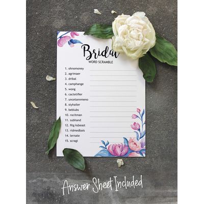 50 Cartões de Jogo Florais Quadrados em Branco para Preencher Ideias de Presentes para Chá de Noiva e Despedida de Solteira - Inkdotpot 12,7 Cm × 17,78 Cm / Branco - Jogo de Palavras da Noiva