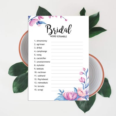 50 Cartões de Jogo Florais Quadrados em Branco para Preencher Ideias de Presentes para Chá de Noiva e Despedida de Solteira - Inkdotpot 12,7 Cm × 17,78 Cm / Branco - Jogo de Palavras da Noiva
