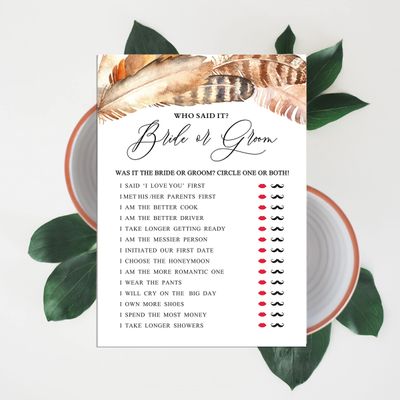 Lote de Cartões Quadrados em Branco para Preencher Ideias de Presente - Chá de Noiva/Despedida de Solteira - Jogo 50 Penas - Inkdotpot 12,7 Cm × 17,78 Cm / Branco - Ele Disse, Ela Disse