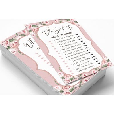 50 Cartões Florais Quadrados em Branco para Chá de Noiva e Despedida de Solteira, Jogo Vestido de Noiva e Ideias de Presente - Inkdotpot 12,7 Cm × 17,78 Cm / Branco - Ele Disse, Ela Disse