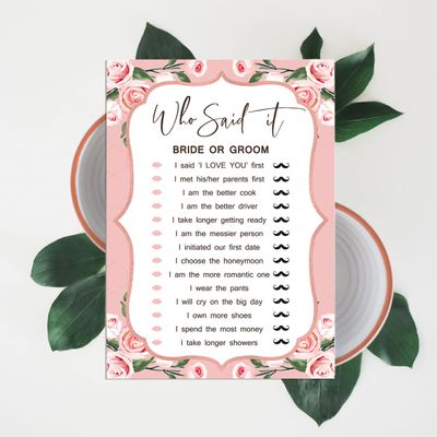 50 Cartões Florais Quadrados em Branco para Chá de Noiva e Despedida de Solteira, Jogo Vestido de Noiva e Ideias de Presente - Inkdotpot 12,7 Cm × 17,78 Cm / Branco - Ele Disse, Ela Disse