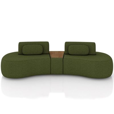 Sofá 4 Lugares 285cm Orgânico Com Mesa Mellanie Linho Verde Z32 - Mpozenato