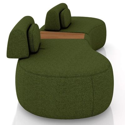 Sofá 4 Lugares 285cm Orgânico Com Mesa Mellanie Linho Verde Z32 - Mpozenato