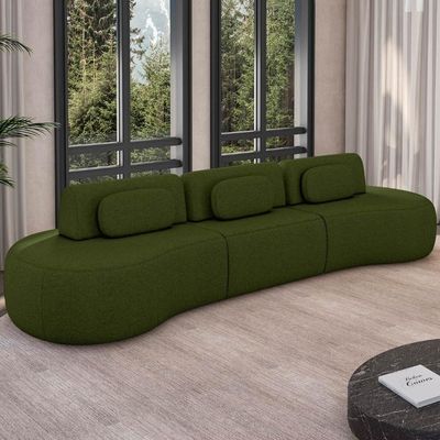 Sofá 4 Lugares 366cm Orgânico Mellanie Linho Verde Z32 - Mpozenato