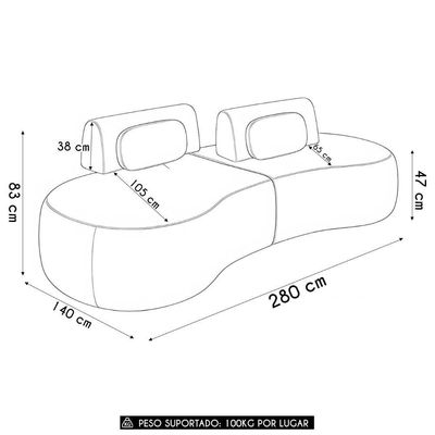 Sofá 4 Lugares 280cm Orgânico Mellanie Linho Verde Z32 - Mpozenato