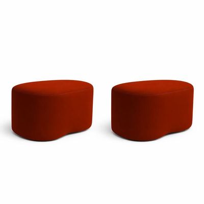 Kit 2 Puff Feijão Curvo Orgânico Sala Redondo Confortável Moderno Suede Terracota