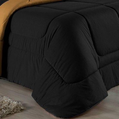Edredom Queen Nobre 1 Peça Dupla Face 2,40m X 2,60m Malha 100% Algodão - Preto / Cobre