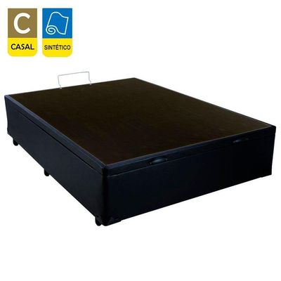 Cama Box Baú Casal Sintético Mega Cama Preto 138x188x45cm