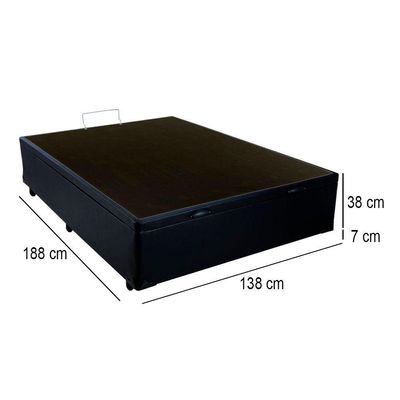 Cama Box Baú Casal Sintético Mega Cama Preto 138x188x45cm