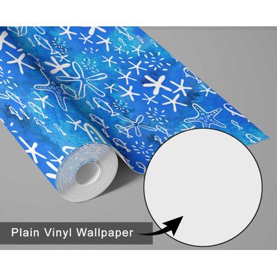 Papel de Parede Autoadesivo Decorativo para Quarto Infantil com Estrelas-do-Mar e Peixes, Vinil Impermeável Removível, Verde - S4Sassy 63,5 cm (L) × 609,6 cm (C) / Verde - Vinil Liso