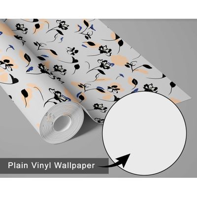 Papel de Parede Autoadesivo Floral Artístico, Vinílico Impermeável, Cinza, Removível, Ideal para Inquilinos, Quarto, Sala e Jantar - S4sassy 63,5 cm (L) × 609,6 cm (C) / Cinza - Vinil Liso