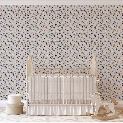 Papel de Parede Autoadesivo Floral Artístico, Vinílico Impermeável, Cinza, Removível, Ideal para Inquilinos, Quarto, Sala e Jantar - S4sassy 63,5 cm (L) × 609,6 cm (C) / Cinza - Vinil Liso