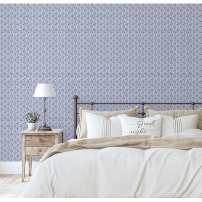 Papel de Parede Autoadesivo Estampa Mini Floral Abstrata Contato Vinílico Impermeável Azul Removível para Locatários, Quarto/Sala - S4sassy 63,5 cm (L) × 304,8 cm (C) / Azul - Vinil Liso