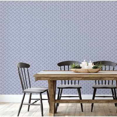 Papel de Parede Autoadesivo Estampa Mini Floral Abstrata Contato Vinílico Impermeável Azul Removível para Locatários, Quarto/Sala - S4sassy 63,5 cm (L) × 304,8 cm (C) / Azul - Vinil Liso