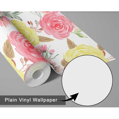Papel de Parede Aquarela com Buquê de Rosas para Parede Laranja, Vinil Autoadesivo Decorativo, Aplicação Fácil DIY - S4Sassy 63,5 cm (L) × 609,6 cm (C) / Laranja - Vinil Liso