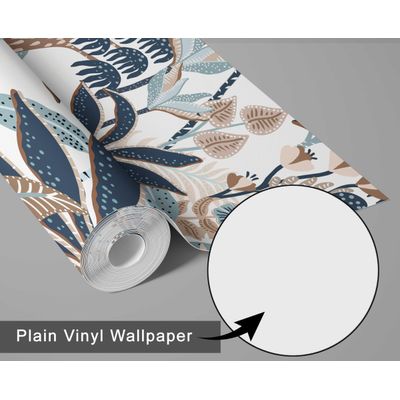 Revestimento de Parede Vinílico Autoadesivo Removível, Bananeira Tropical Azul para Banheiro, Lavanderia e Closet - S4Sassy 63,5 cm (L) × 609,6 cm (C) / Azul - Vinil Liso