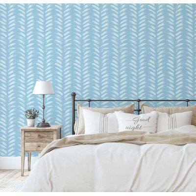 Revestimento Autoadesivo de Vinil, Estampa Geométrica em Pinceladas, Mural Moderno Azul para Quarto/Banheiro/Lavanderia/Closet - S4Sassy 63,5 cm (L) × 914,4 cm (C) / Azul - Vinil Liso