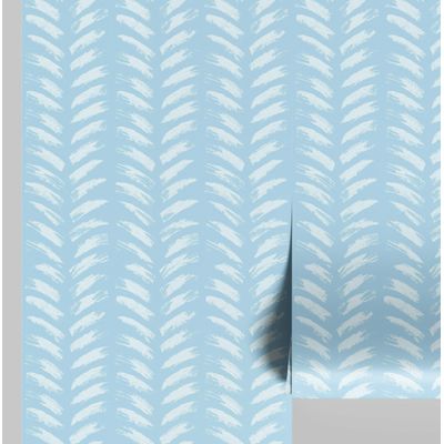 Revestimento Autoadesivo de Vinil, Estampa Geométrica em Pinceladas, Mural Moderno Azul para Quarto/Banheiro/Lavanderia/Closet - S4Sassy 63,5 cm (L) × 914,4 cm (C) / Azul - Vinil Liso