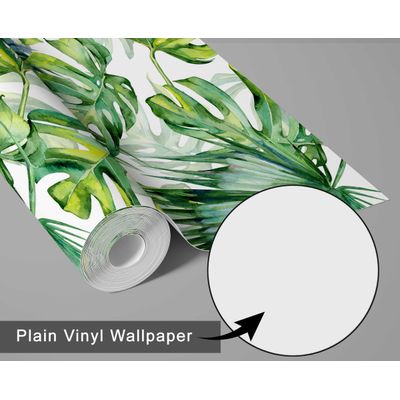 Papel de Parede Folha de Monstera Verde, Vinil Autoadesivo Decorativo, Fácil Aplicação para Quarto e Sala de Estar - S4Sassy 63,5 cm (L) × 304,8 cm (C) / Verde - Vinil Texturizado