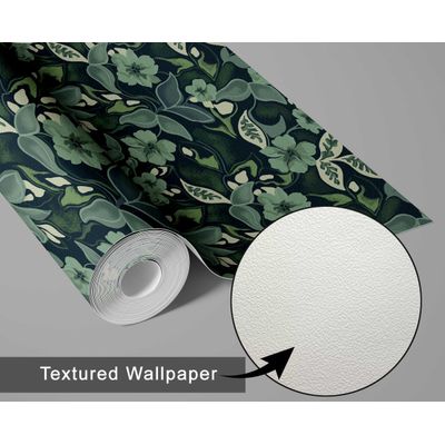 Papel de Parede Autoadesivo e Removível Folhas de Outono Verde, Mural Instantâneo para Quarto, Banheiro, Lavanderia e Closet - S4Sassy 63,5 cm (L) × 304,8 cm (C) / Verde - Vinil Texturizado