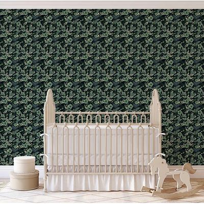Papel de Parede Autoadesivo e Removível Folhas de Outono Verde, Mural Instantâneo para Quarto, Banheiro, Lavanderia e Closet - S4Sassy 63,5 cm (L) × 304,8 cm (C) / Verde - Vinil Texturizado