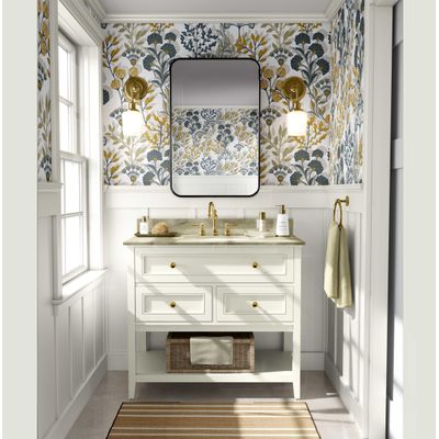Papel de Parede Botânico Vintage - Floral Amarelo Autoadesivo em Vinil, Envoltório Decorativo, Instalação Fácil para Quarto e Sala - S4Sassy 63,5 cm (L) × 914,4 cm (C) / Amarelo - Vinil Texturizado