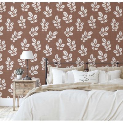 Papel de Parede Autoadesivo Mural Estampa de Folhas Marrom, Papel Contact para Paredes, Entrada e Decoração de Escritório, Solução - S4sassy 63,5 cm (L) × 609,6 cm (C) / Marrom - Vinil Texturizado