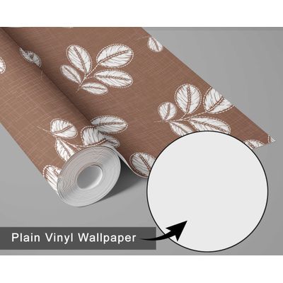 Papel de Parede Autoadesivo Mural Estampa de Folhas Marrom, Papel Contact para Paredes, Entrada e Decoração de Escritório, Solução - S4sassy 63,5 cm (L) × 609,6 cm (C) / Marrom - Vinil Texturizado