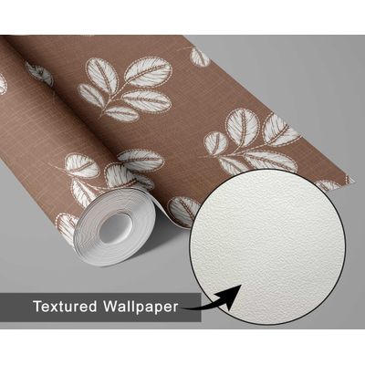 Papel de Parede Autoadesivo Mural Estampa de Folhas Marrom, Papel Contact para Paredes, Entrada e Decoração de Escritório, Solução - S4sassy 63,5 cm (L) × 609,6 cm (C) / Marrom - Vinil Texturizado