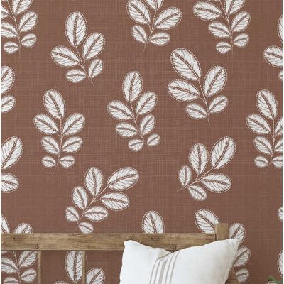 Papel de Parede Autoadesivo Mural Estampa de Folhas Marrom, Papel Contact para Paredes, Entrada e Decoração de Escritório, Solução - S4sassy 63,5 cm (L) × 609,6 cm (C) / Marrom - Vinil Texturizado
