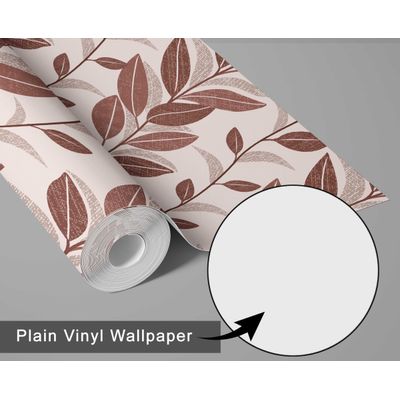 Papel de Parede Marrom com Folhas Verticais, Vinílico Autoaderente com Aparência Natural, Decoração DIY Fácil para Quarto e Sala - S4Sassy 63,5 cm (L) × 914,4 cm (C) / Marrom - Vinil Texturizado