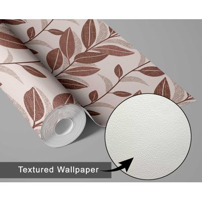 Papel de Parede Marrom com Folhas Verticais, Vinílico Autoaderente com Aparência Natural, Decoração DIY Fácil para Quarto e Sala - S4Sassy 63,5 cm (L) × 914,4 cm (C) / Marrom - Vinil Texturizado