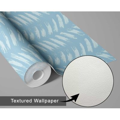 Revestimento Autoadesivo de Vinil, Estampa Geométrica em Pinceladas, Mural Moderno Azul para Quarto/Banheiro/Lavanderia/Closet - S4Sassy 63,5 cm (L) × 609,6 cm (C) / Azul - Vinil Texturizado
