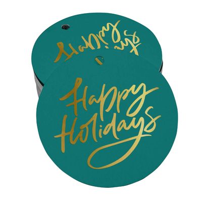 Etiquetas de Papel para Lembrancinhas Boas Festas com Foil para Pendurar - Inkdotpot 100 Etiquetas Metalizadas / Verde - Dourado