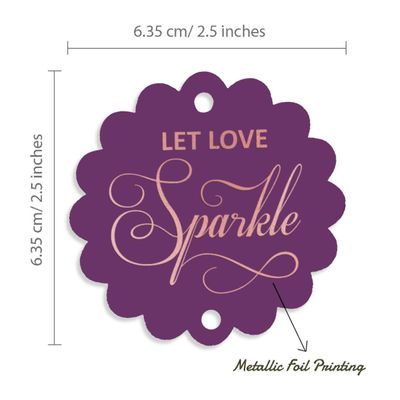 Etiquetas Pendentes em Papel Metalizado 'Deixe o Amor Brilhar' para Lembrancinhas de Casamento - Inkdotpot 50 Etiquetas Metalizadas / Roxo - Ouro Rosé