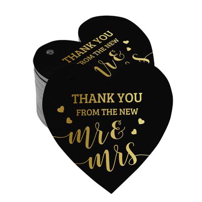 Etiqueta de Papel Metalizado "Thank You" para Lembrancinha de Casamento - Inkdotpot 100 Etiquetas Metalizadas / Preto - Ouro Rosé