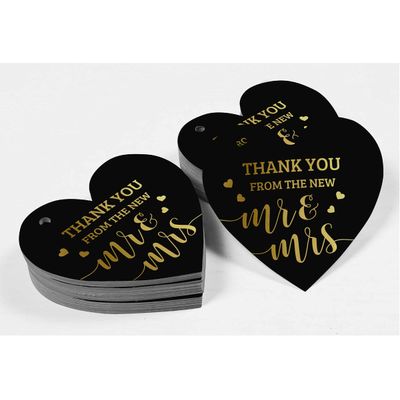 Etiqueta de Papel Metalizado "Thank You" para Lembrancinha de Casamento - Inkdotpot 100 Etiquetas Metalizadas / Preto - Ouro Rosé
