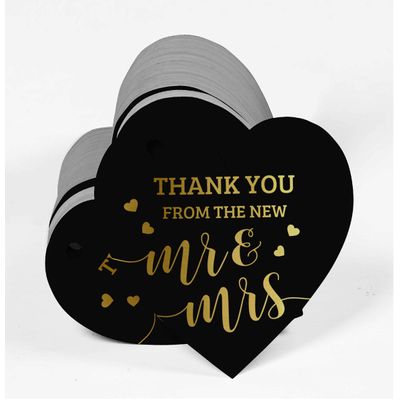 Etiqueta de Papel Metalizado "Thank You" para Lembrancinha de Casamento - Inkdotpot 100 Etiquetas Metalizadas / Preto - Ouro Rosé