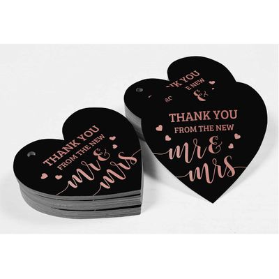 Etiqueta de Papel Metalizado "Thank You" para Lembrancinha de Casamento - Inkdotpot 100 Etiquetas Metalizadas / Preto - Ouro Rosé