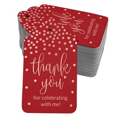 Etiquetas de Papel Metalizado 'Obrigado por Celebrar Comigo' para Lembrancinha de Aniversário - Inkdotpot 50 Etiquetas Metalizadas / Vermelho - Ouro Rosé